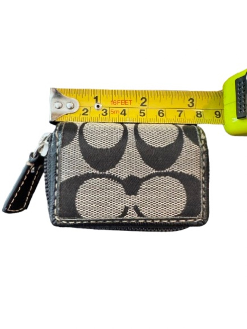 Vintage Coach Mini Logo Jacquard Zip Around with Mirror case - Picture 3 of 8